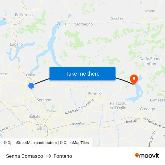 Senna Comasco to Fonteno map
