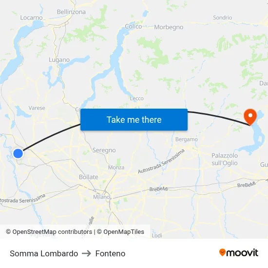 Somma Lombardo to Fonteno map
