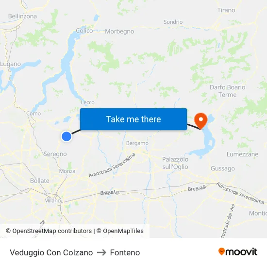 Veduggio Con Colzano to Fonteno map