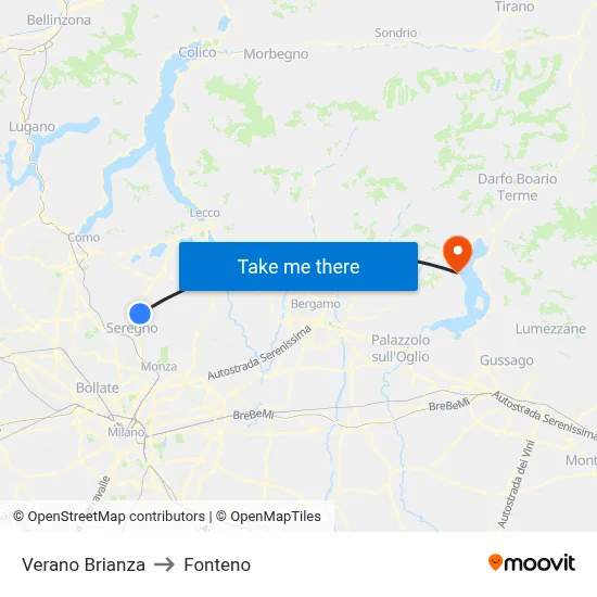 Verano Brianza to Fonteno map