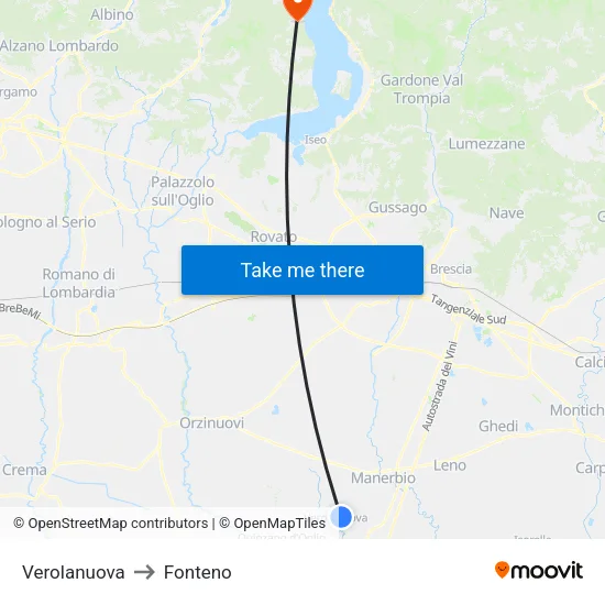 Verolanuova to Fonteno map