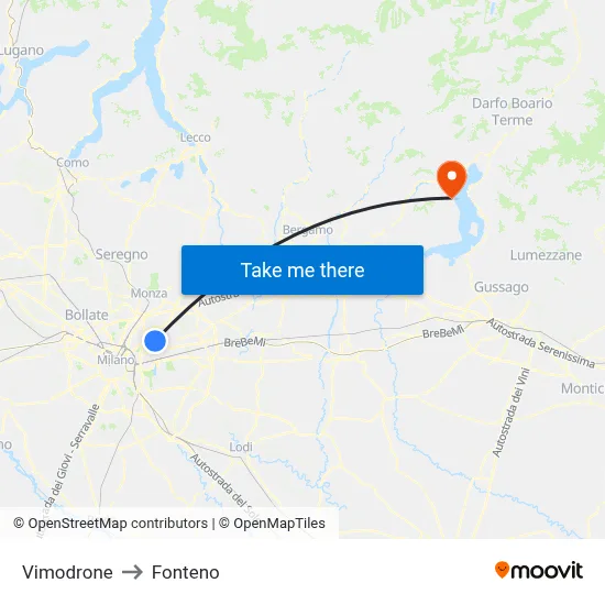 Vimodrone to Fonteno map