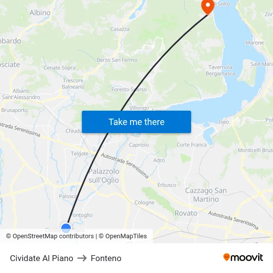 Cividate al Piano to Fonteno map