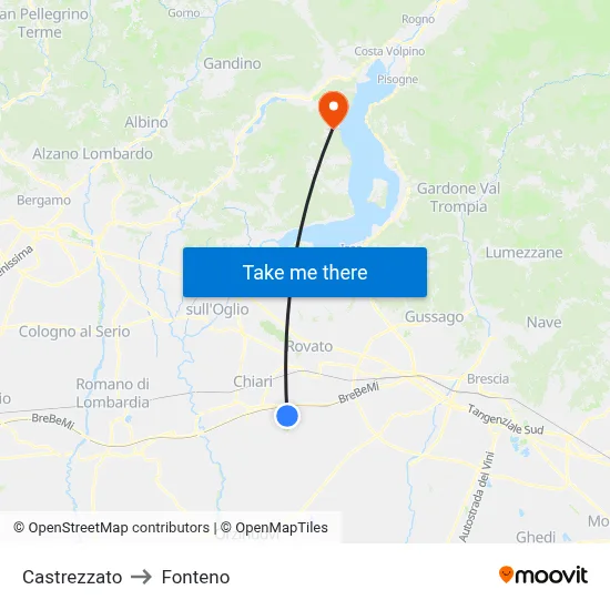 Castrezzato to Fonteno map