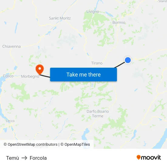 Temù to Forcola map