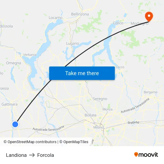 Landiona to Forcola map