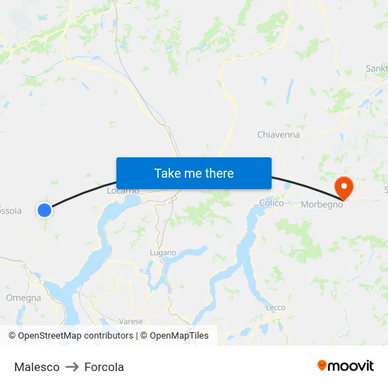 Malesco to Forcola map