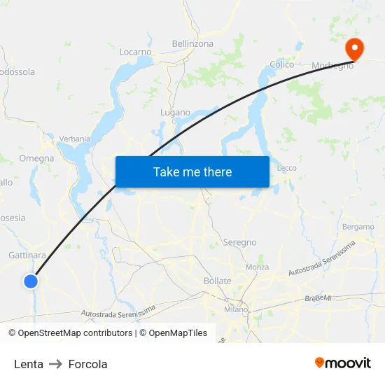 Lenta to Forcola map