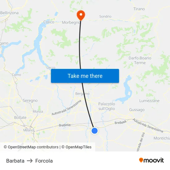 Barbata to Forcola map