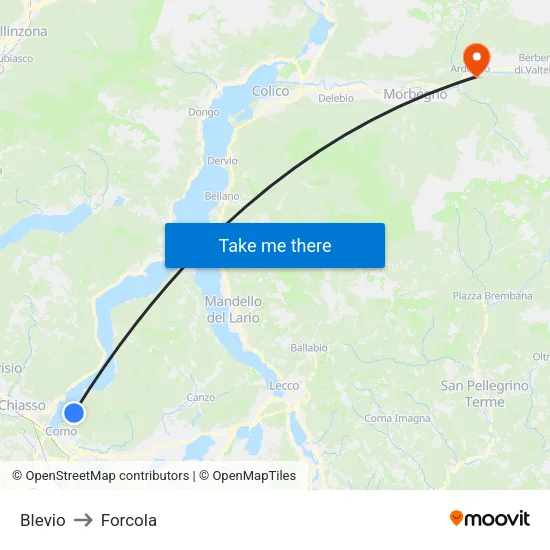 Blevio to Forcola map