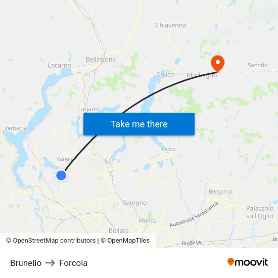Brunello to Forcola map