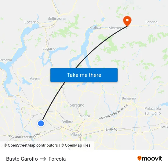 Busto Garolfo to Forcola map