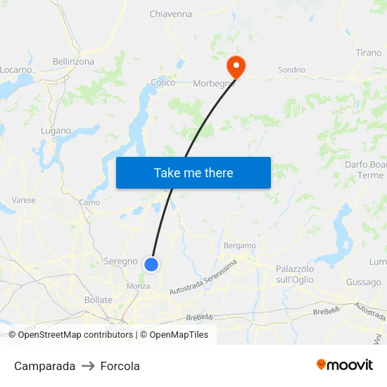 Camparada to Forcola map