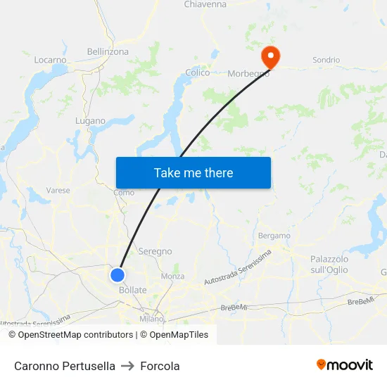 Caronno Pertusella to Forcola map