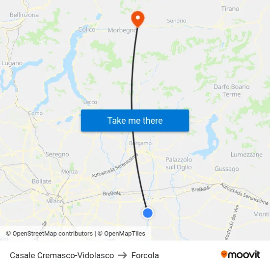 Casale Cremasco-Vidolasco to Forcola map