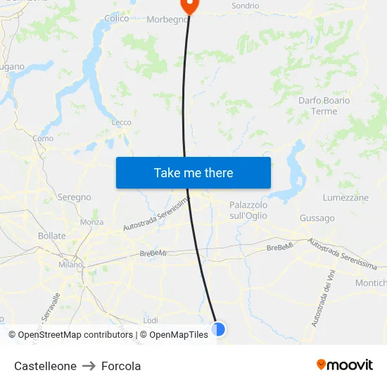 Castelleone to Forcola map