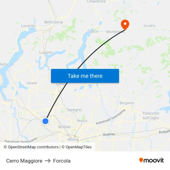 Cerro Maggiore to Forcola map