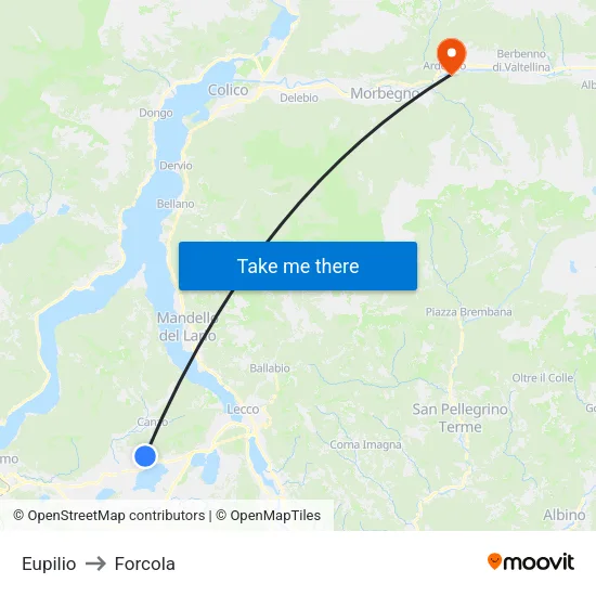 Eupilio to Forcola map
