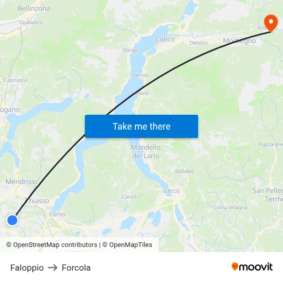 Faloppio to Forcola map
