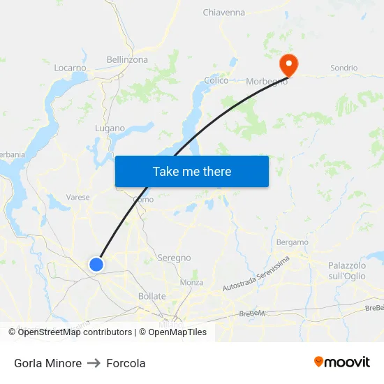 Gorla Minore to Forcola map