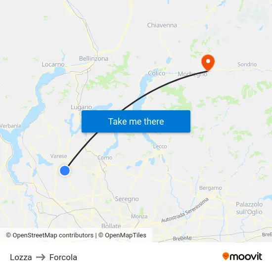 Lozza to Forcola map