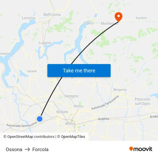 Ossona to Forcola map