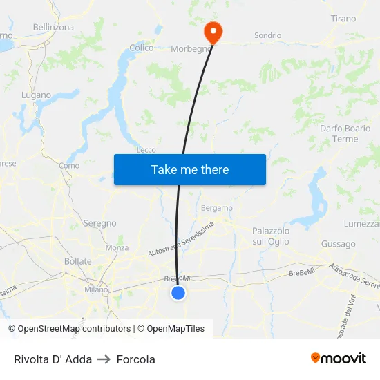 Rivolta D' Adda to Forcola map