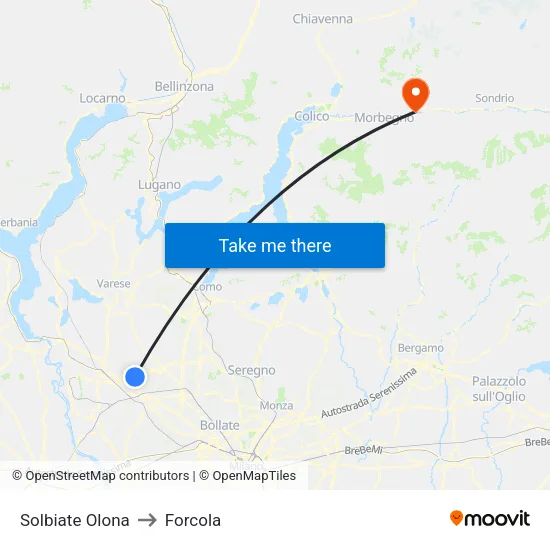 Solbiate Olona to Forcola map