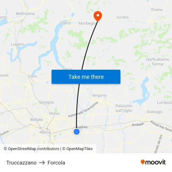 Truccazzano to Forcola map