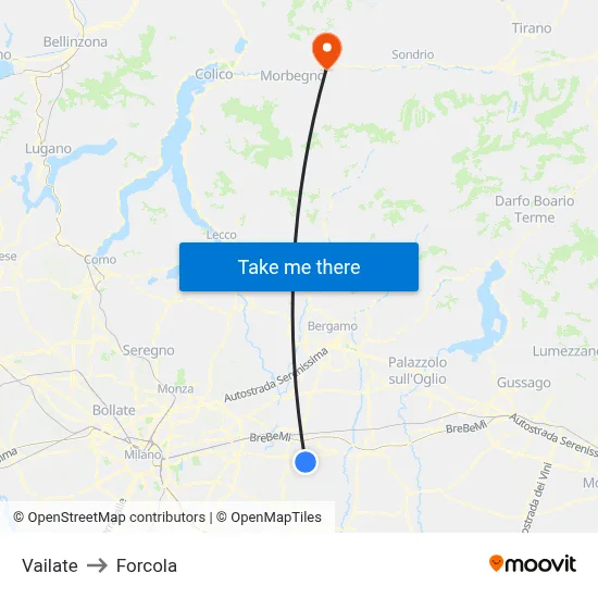 Vailate to Forcola map