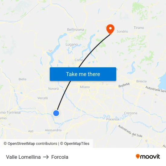 Valle Lomellina to Forcola map