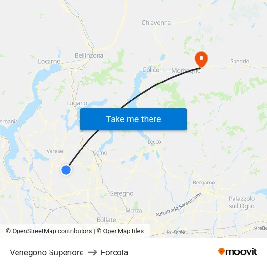 Venegono Superiore to Forcola map