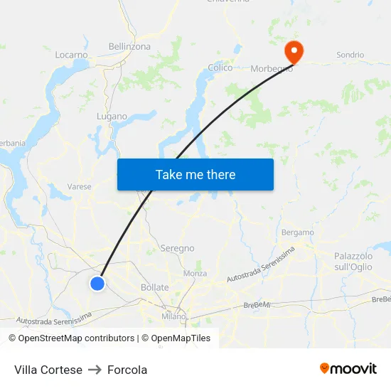Villa Cortese to Forcola map