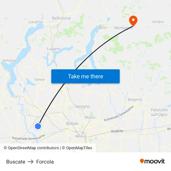Buscate to Forcola map