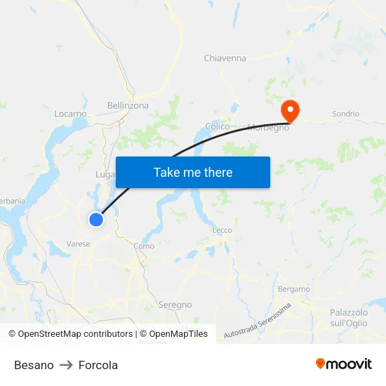 Besano to Forcola map