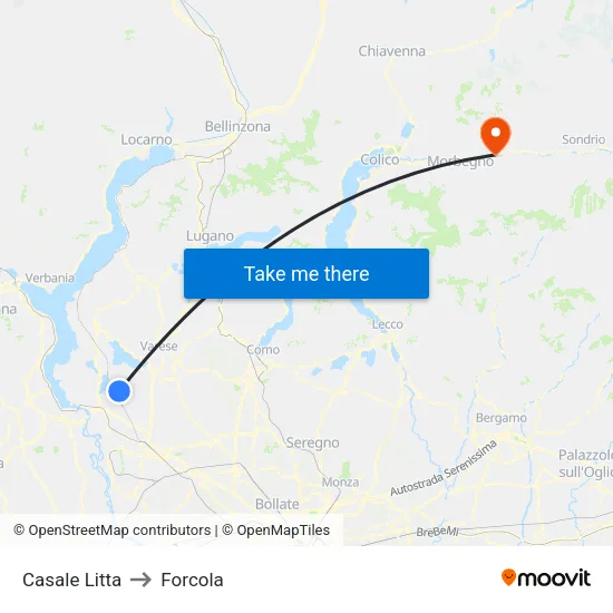 Casale Litta to Forcola map