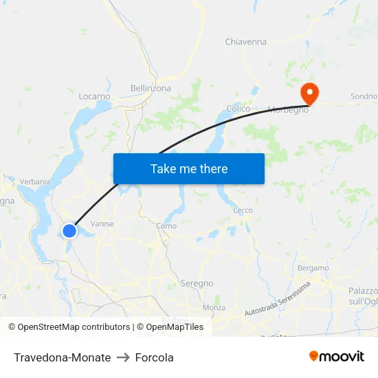Travedona-Monate to Forcola map