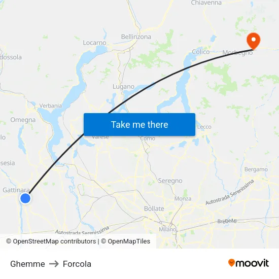 Ghemme to Forcola map