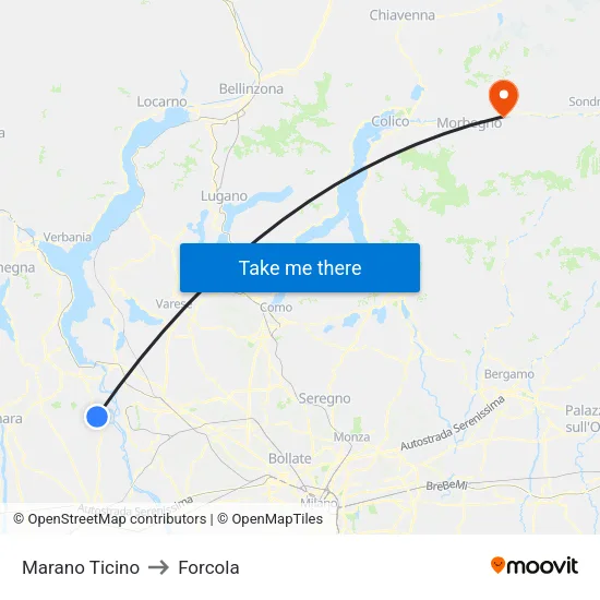 Marano Ticino to Forcola map
