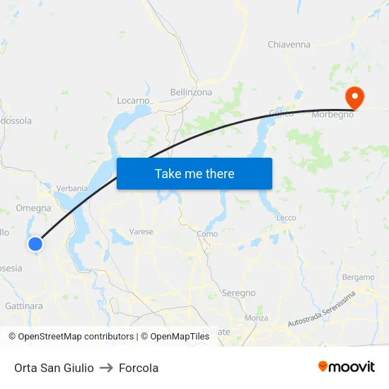 Orta San Giulio to Forcola map