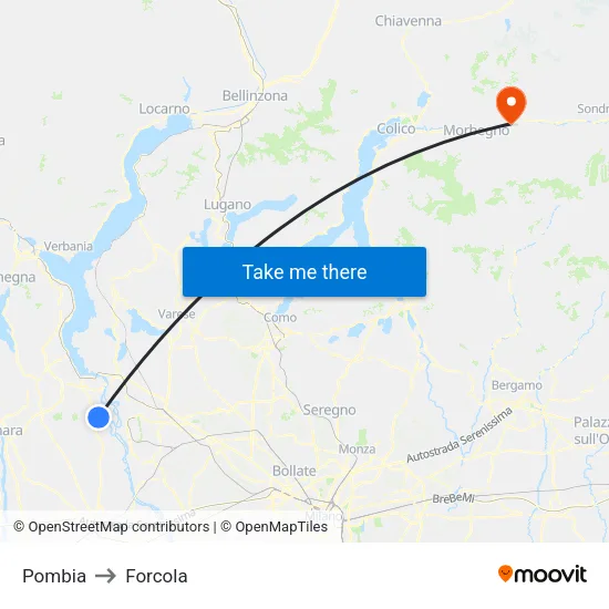 Pombia to Forcola map