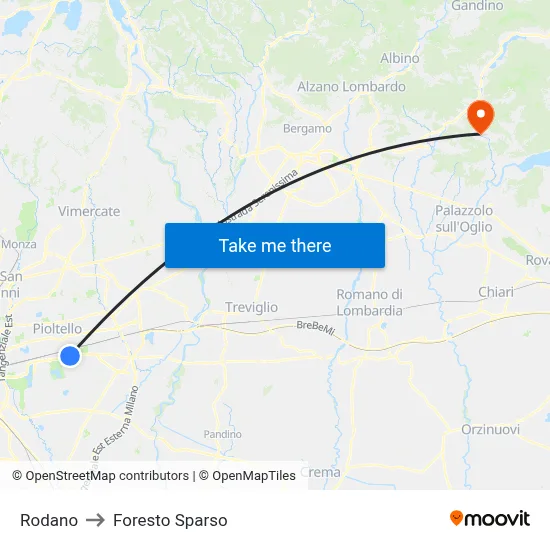 Rodano to Foresto Sparso map