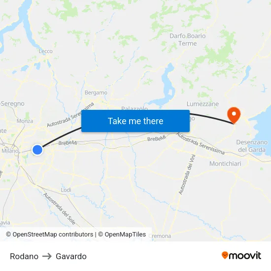 Rodano to Gavardo map