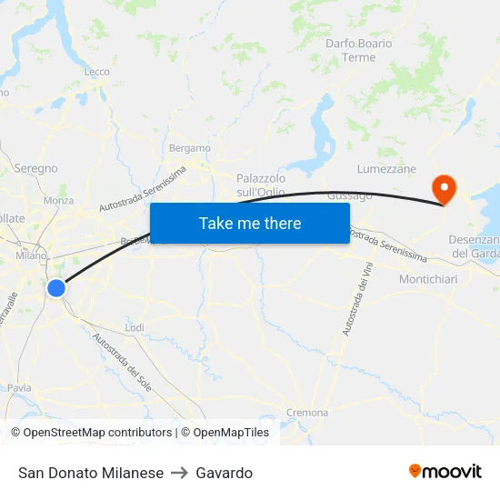San Donato Milanese to Gavardo map