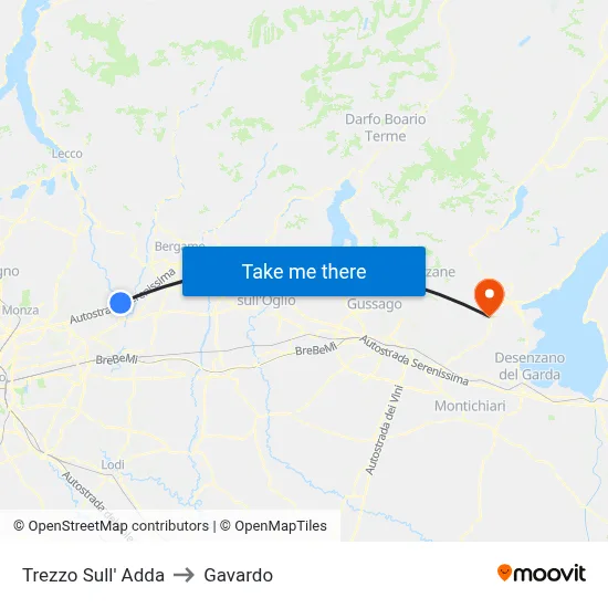 Trezzo Sull' Adda to Gavardo map