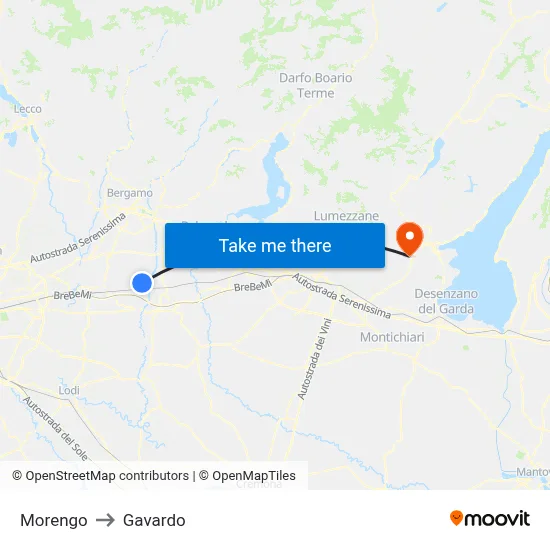 Morengo to Gavardo map