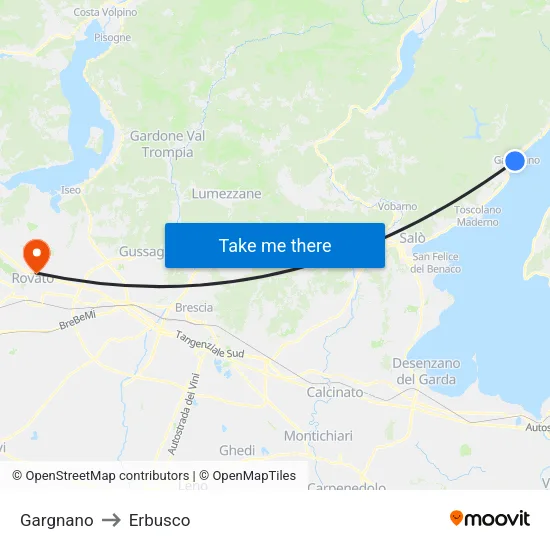 Gargnano to Erbusco map