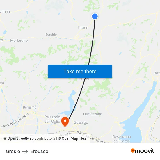 Grosio to Erbusco map