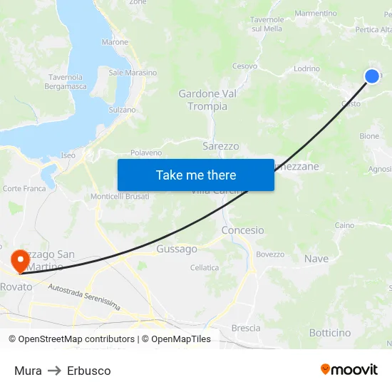 Mura to Erbusco map