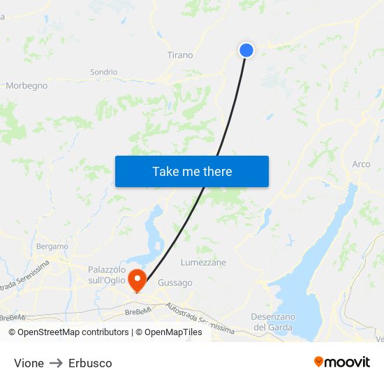 Vione to Erbusco map